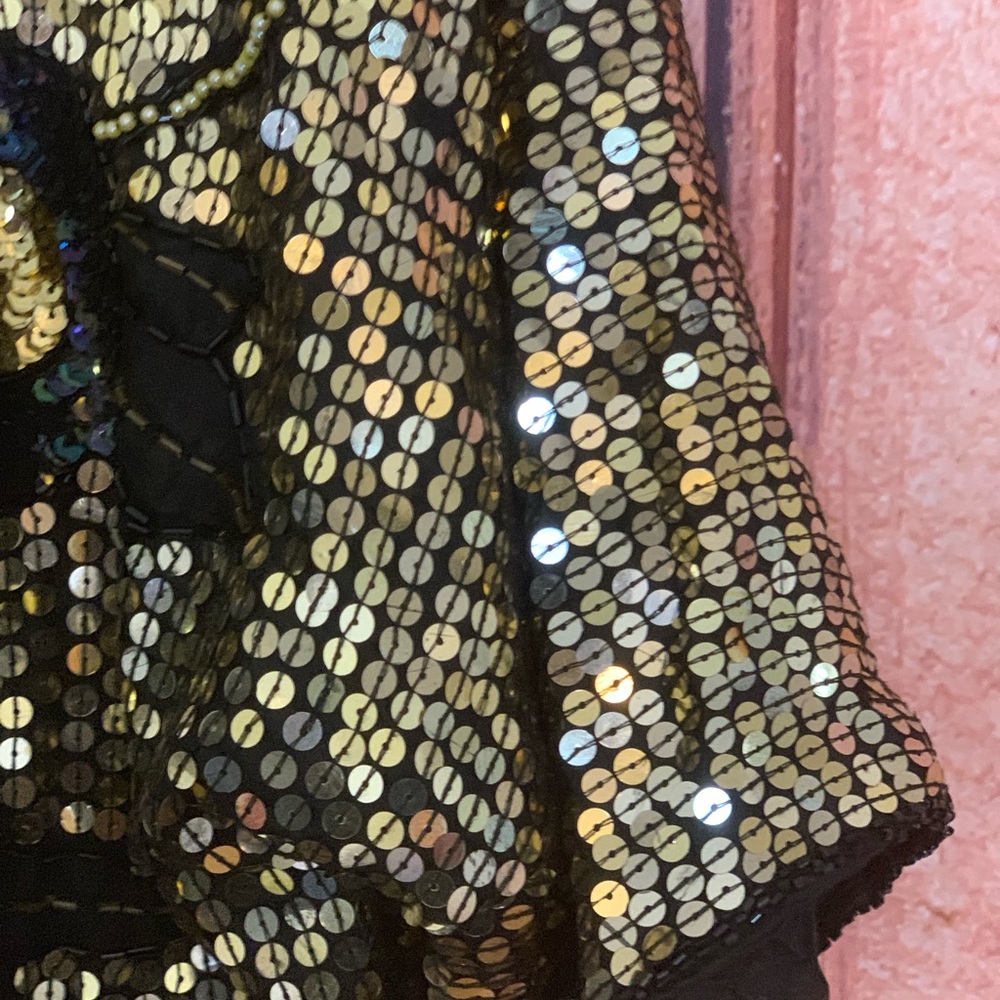 Gold sequin vintage silk blouse - Picture 4 of 6